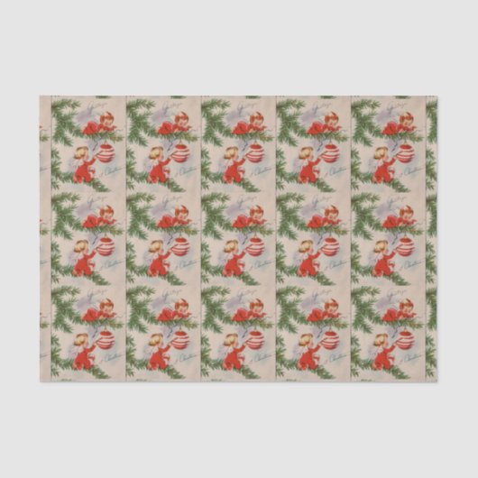 Vintage Weihnachtsengel deckten Partygewebe mit Seidenpapier (Vorderseite)