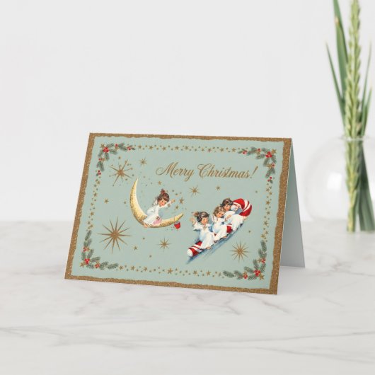 Vintage-Weihnachtsengel Feiertagskarte (Vorderseite)