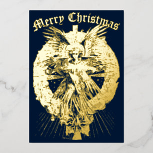 Vintage-Weihnachtsengel Folien Feiertagskarte