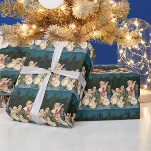 Vintage-Weihnachtsengel gefliest Geschenkpapier