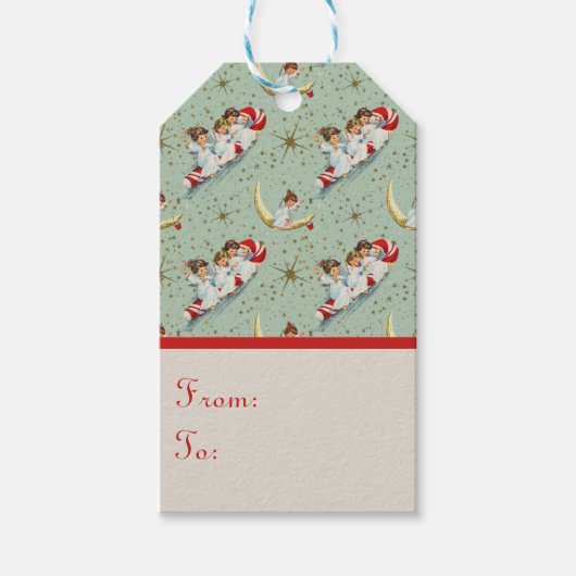 Vintage-Weihnachtsengel  Geschenkanhänger (Vorderseite)