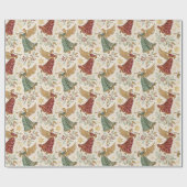 Vintage-Weihnachtsengel Geschenkpapier (Flach)