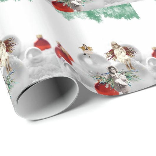 Vintage Weihnachtsengel Geschenkpapier (Rolleneckpunkt)