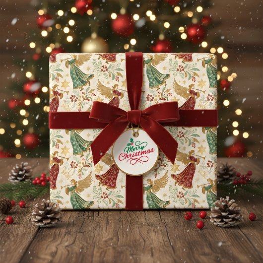 Vintage-Weihnachtsengel Geschenkpapier
