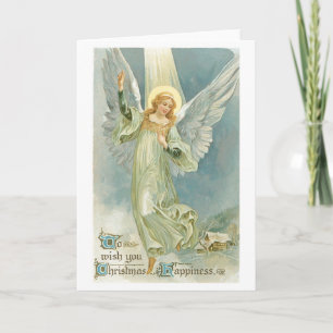 Vintage-Weihnachtsengel-Grußkarte Feiertagskarte