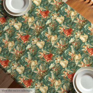 Vintage-Weihnachtsengel-Holly-Beeren-Tischdecke Tischdecke