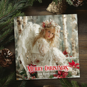Vintage-Weihnachtsengel-klassische digitale Grußka Feiertagskarte