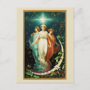 Vintage-Weihnachtsengel mit Stern Postkarte