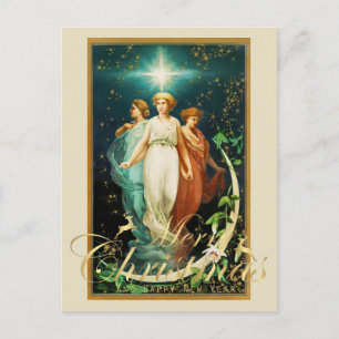 Vintage-Weihnachtsengel mit Stern Postkarte