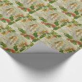 Vintage Weihnachtsengel mit Wreath Geschenkpapier (Ecke)