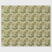 Vintage Weihnachtsengel mit Wreath Geschenkpapier (Flach)