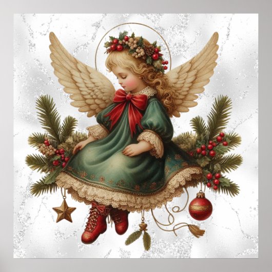 Vintage-Weihnachtsengel-Plakat Poster (Vorne)
