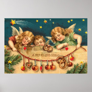 Vintage-Weihnachtsengel-Plakat Poster