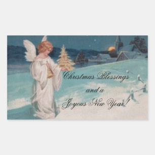 Vintage-Weihnachtsengel Rechteckiger Aufkleber