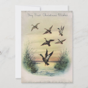 Vintage Weihnachtsenten im Teich Feiertagskarte
