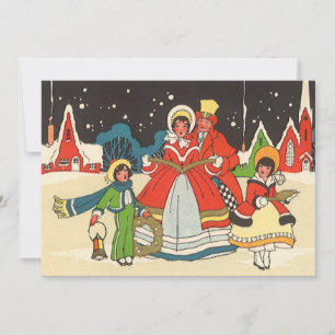 Vintage-Weihnachtsfamilien-Einladung zum Singen vo Einladung