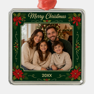 Vintage Weihnachtsfamilienfoto Ornament Aus Metall
