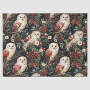 Vintage-Weihnachtsfantasie Blumeneulen-Muster Seidenpapier