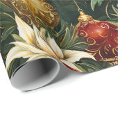 Vintage Weihnachtsfantasie Blumenmuster Geschenkpapier (Rolleneckpunkt)