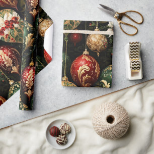 Vintage Weihnachtsfantasie Blumenmuster Geschenkpapier
