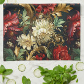 Vintage Weihnachtsfantasie Blumenmuster Geschirrtuch (Gefaltet)