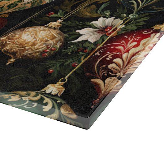 Vintage Weihnachtsfantasie Blumenmuster Schneidebrett (Ecke)