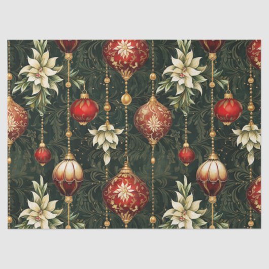 Vintage Weihnachtsfantasie Blumenmuster Seidenpapier (Vorderseite)
