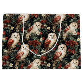 Vintage Weihnachtsfantasy Floral Owl Muster Große Geschenktüte (Vorderseite)