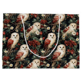 Vintage Weihnachtsfantasy Floral Owl Muster Große Geschenktüte (Rückseite)