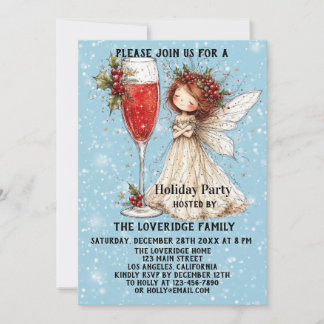 Vintage Weihnachtsfee Blaue Winterparty Einladung