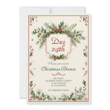 Vintage-Weihnachtsfeier-Abendessen-Einladung