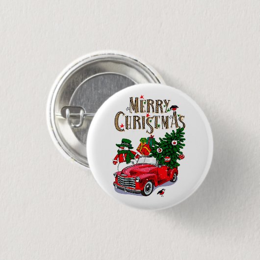 Vintage Weihnachtsfeier Button (Vorne & Hinten)