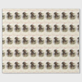 Vintage Weihnachtsfeier Dackel Hund Urlaub Geschenkpapier (Flach)