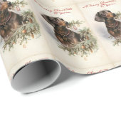 Vintage Weihnachtsfeier Dackel Hund Urlaub Geschenkpapier (Rolleneckpunkt)
