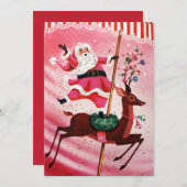 Vintage Weihnachtsfeier der 50er Jahre Feiertagskarte (Vorne/Hinten)