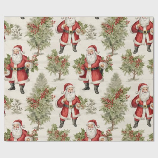 Vintage Weihnachtsfeier Geschenkpapier (Flach)