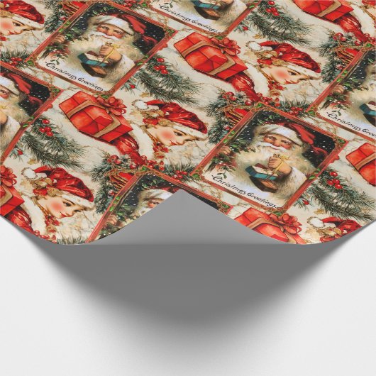 Vintage Weihnachtsfeier Geschenkpapier (Ecke)