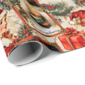 Vintage Weihnachtsfeier Geschenkpapier (Rolleneckpunkt)