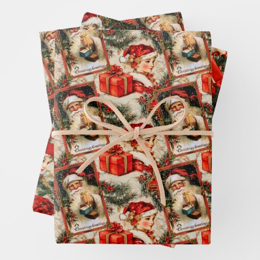 Vintage Weihnachtsfeier Geschenkpapier Set (Beispiel)