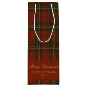 Vintage-Weihnachtsfeier-Karo-Klassiker zeitlos Geschenktüte Für Weinflaschen