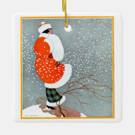 Vintage Weihnachtsfeier Keramikornament