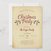 Vintage Weihnachtsfeier Party Einladung (Vorderseite)