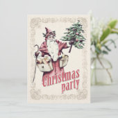 Vintage Weihnachtsfeier Party Einladung (Stehend Vorderseite)