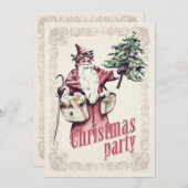Vintage Weihnachtsfeier Party Einladung (Vorne/Hinten)