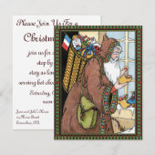 Vintage Weihnachtsfeier Party Einladung (Vorne/Hinten)