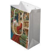 Vintage Weihnachtsfeier präsentiert Personalisiert Mittlere Geschenktüte (Vorderseite Schrägansicht)