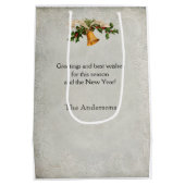 Vintage Weihnachtsfeier präsentiert Personalisiert Mittlere Geschenktüte (Rückseite)