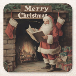 Vintage Weihnachtsfeier Rechteckiger Pappuntersetzer