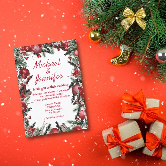 Vintage Weihnachtsfeier Rot Einladung