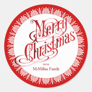 Vintage Weihnachtsfeier Runder Aufkleber